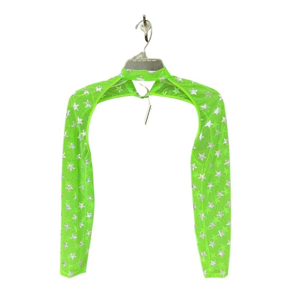 Roma 6258 Stars Printed Shrug Rave Accessory in Green